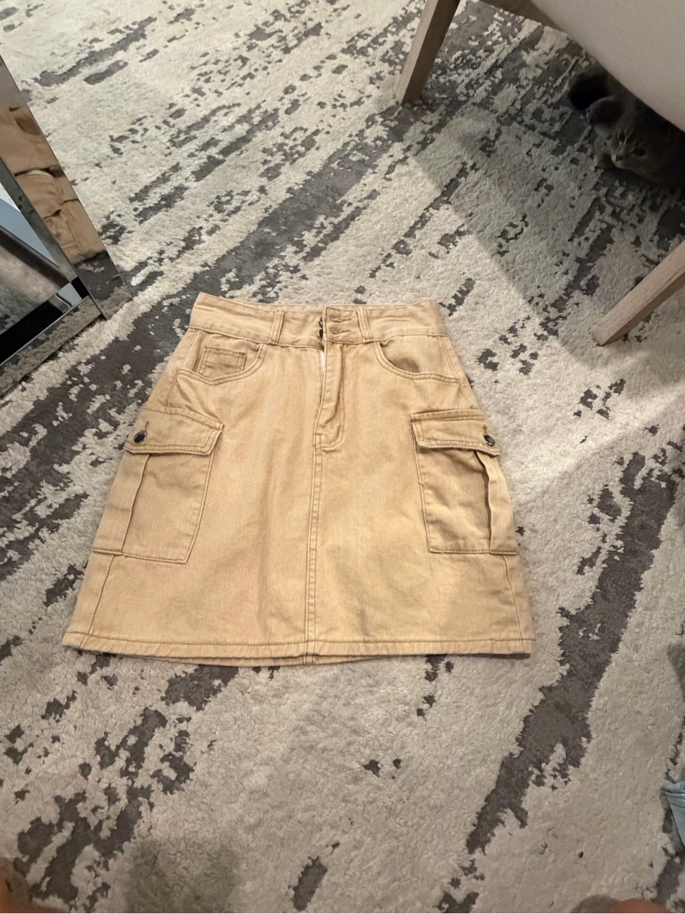 Khaki cargo Pocket Cotton Blend Women's Skirt